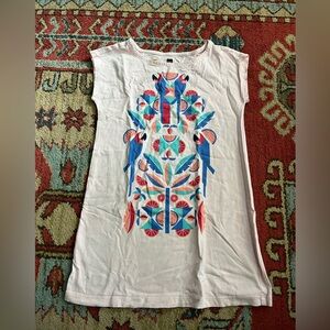 Shirt Dress with Colorful Parrot Design